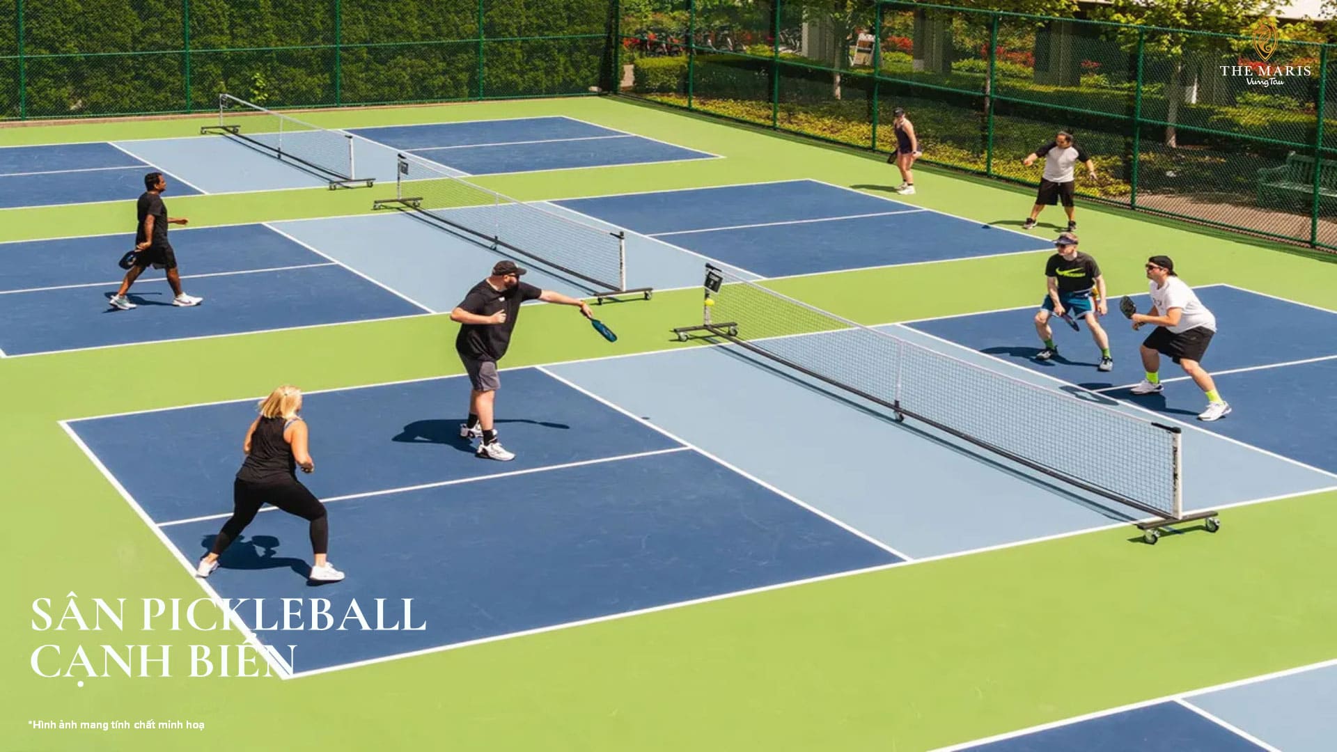 Sân Pickleball The Maris là điểm hẹn thể thao lý tưởng, mang đến trải nghiệm vận động trẻ trung, lành mạnh giữa không gian biển trong lành và sôi động.