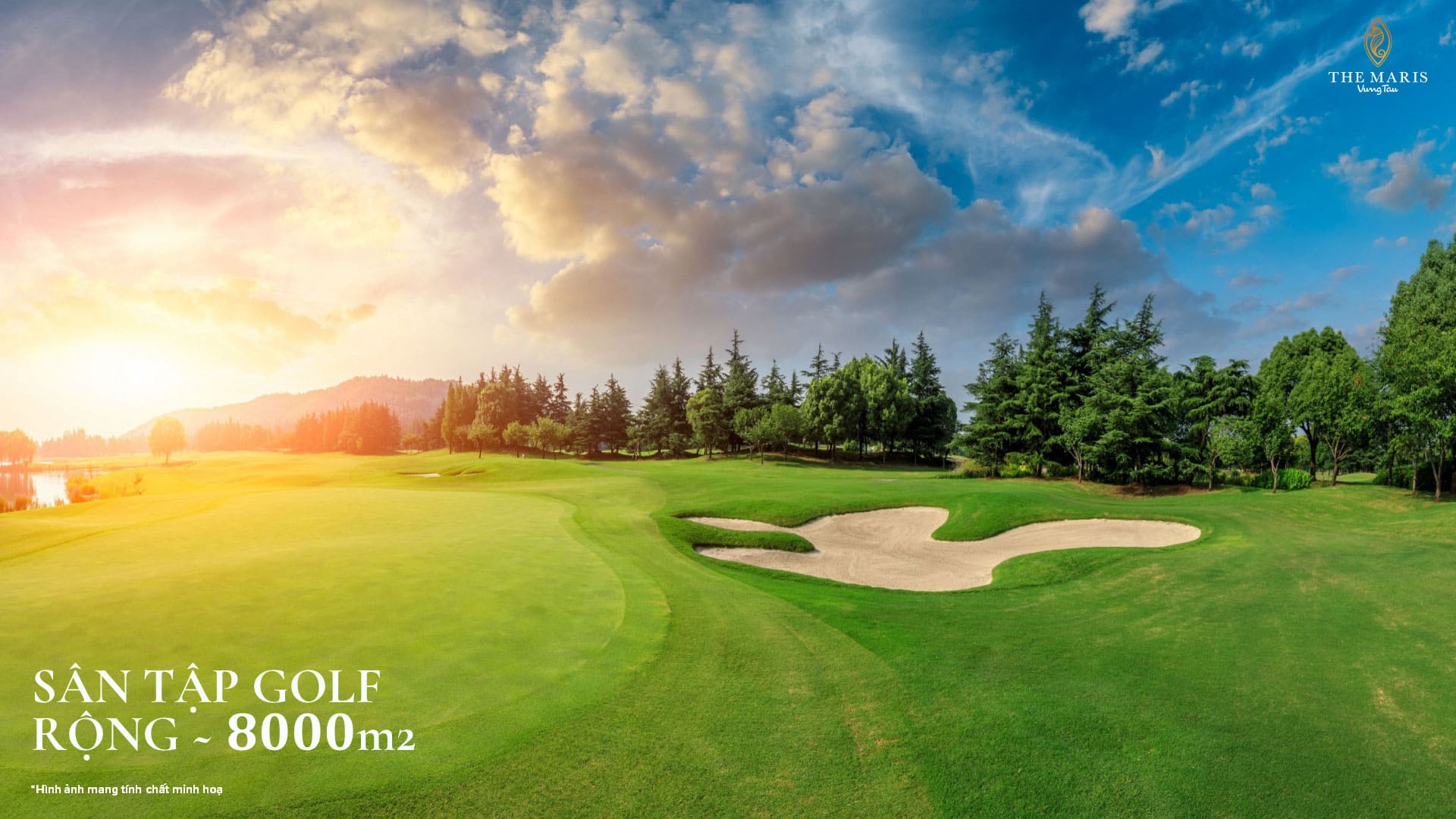 Sân tập golf 8.000m² tại The Maris mang đến không gian luyện tập chuẩn quốc tế, nơi cư dân trải nghiệm môn thể thao thượng lưu giữa cảnh quan biển trong lành.