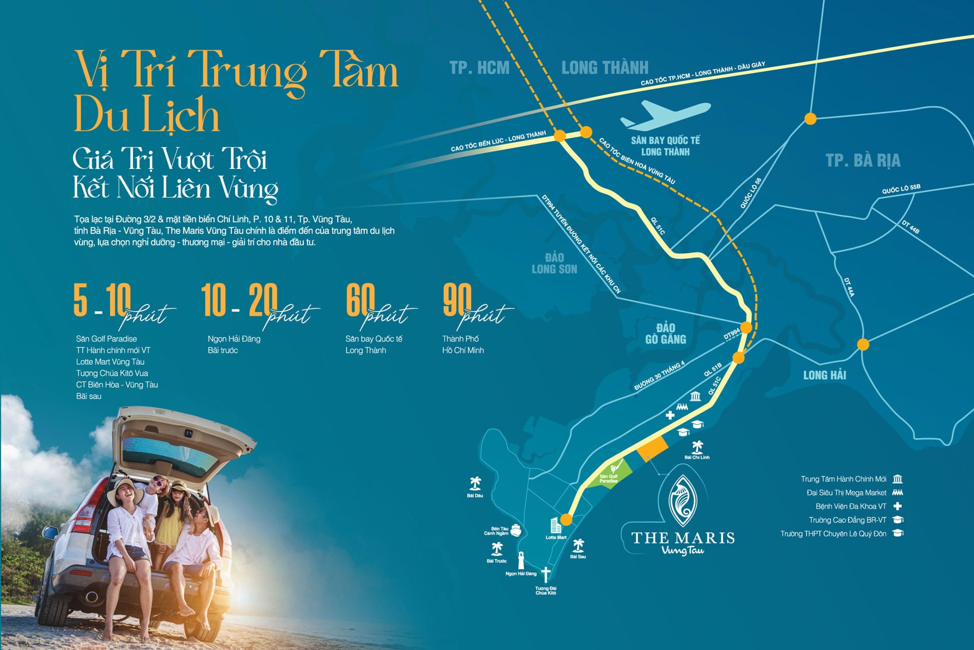 The Maris Vũng Tàu tọa lạc trên trục biển Chí Linh – Cửa Lấp, vị trí trung tâm kết nối thuận tiện đến các tuyến cao tốc, cảng biển và hệ sinh thái du lịch toàn thành phố.